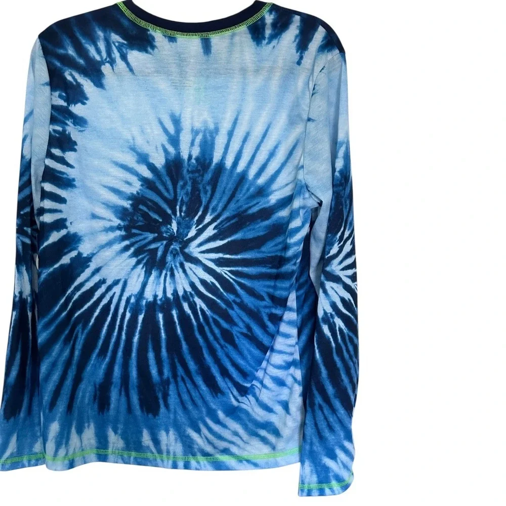 Wonder Nation Shark Pajama Top Kids XL 14-16 Blue Tie Dye New Glow in the Dark